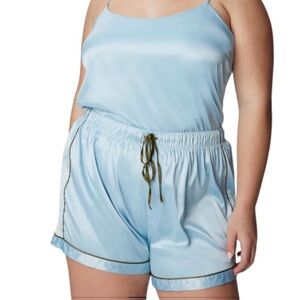 Luxe Satin Easy Sleep Short and Scoop Cami Pajama Set ‎ Blue Size XL XXL